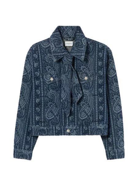 Geacă de blugi Claudie Pierlot cu funde cu model paisley albastru
