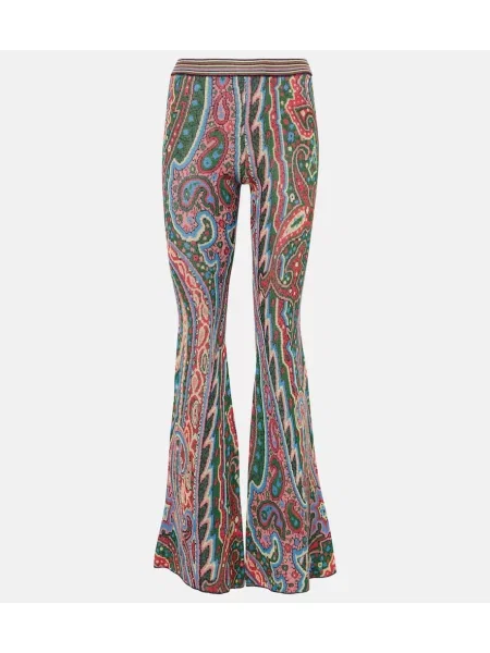 Dzianinowe spodnie Etro z wzorem paisley dzwony