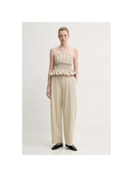 ISABELLE BLANCHE spodnie szerokie high waist beżowy