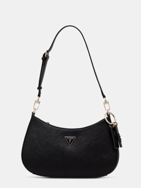 Lniana torebka Guess czarna