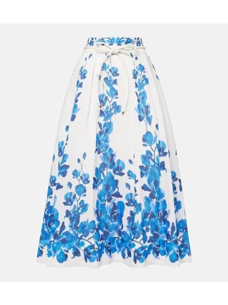 Spódnica midi Rebecca Vallance w kwiatki do kolan niebieska