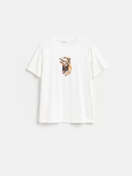 Reserved Tricou regular cu mercerizat alb