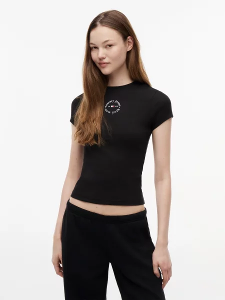 Tommy Jeans Tričko ESS / biela čierna