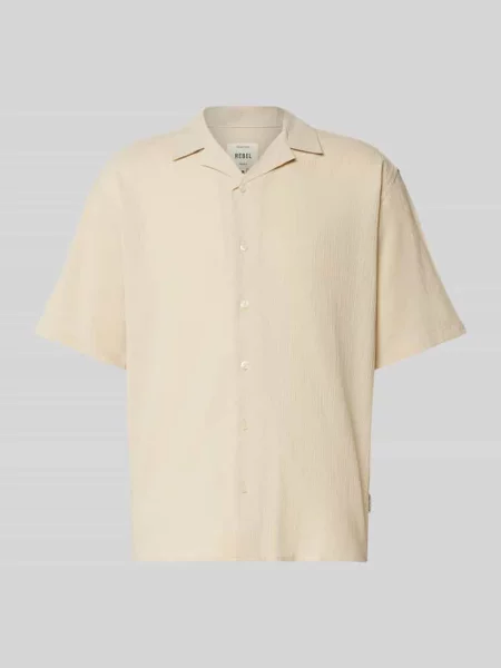 Koszula casualowa o kroju regular fit z fakturowanym wzorem model ‘FELIX’ Redefined Rebel beżowa