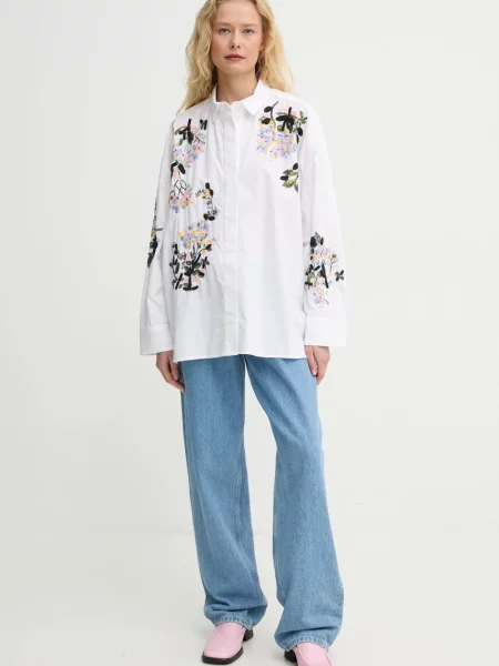 MUNTHE koszula SINGUS relaxed z kołnierzykiem klasycznym biały