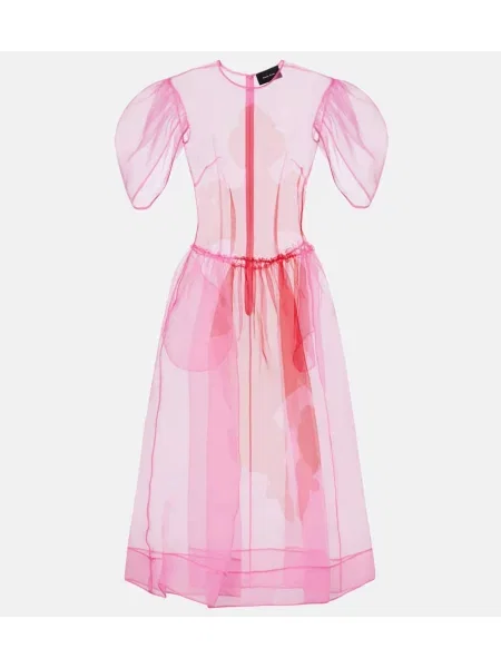 Rochie midi Simone Rocha cu imagine până la genunchi din organza roz