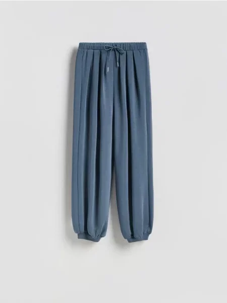 Reserved Pantaloni balloon metalizat albastru