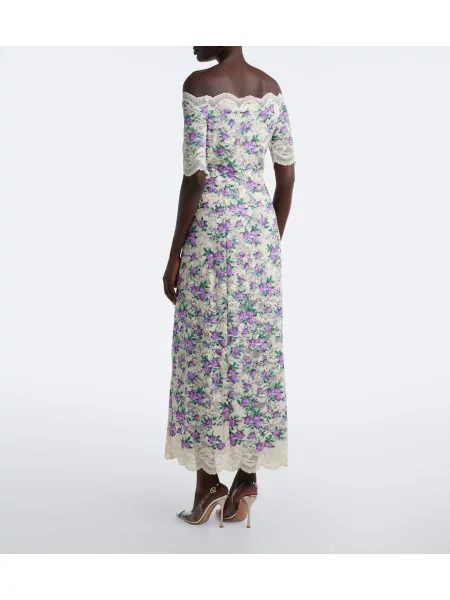 Rochie maxi Rabanne cu model floral din dantelă