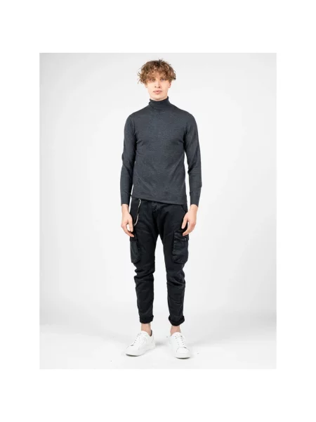 Sweter z golfem Xagon Man ze sznurkiem wełniany do golfa szary