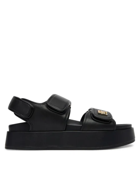 Szandál Tommy Hilfiger Leather Sporty Platform Sandal fekete