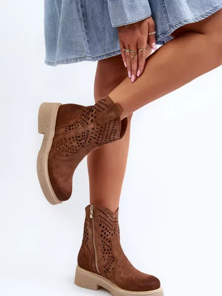 Gležnjarji Zazoo z vezalkami iz semiša brez pet rjava