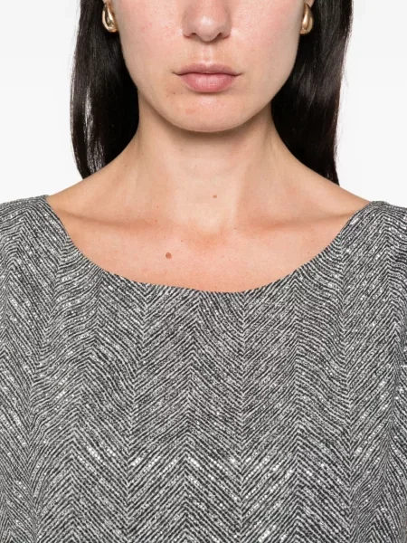 Top Ermanno Scervino cu paiete cu model herringbone gri