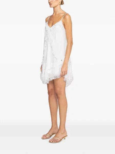 Rochie mini Nissa de mătase alb