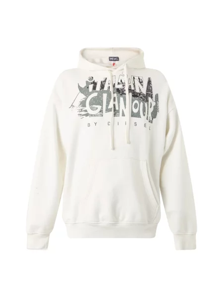 Bluza z kapturem Diesel z kapturem biała