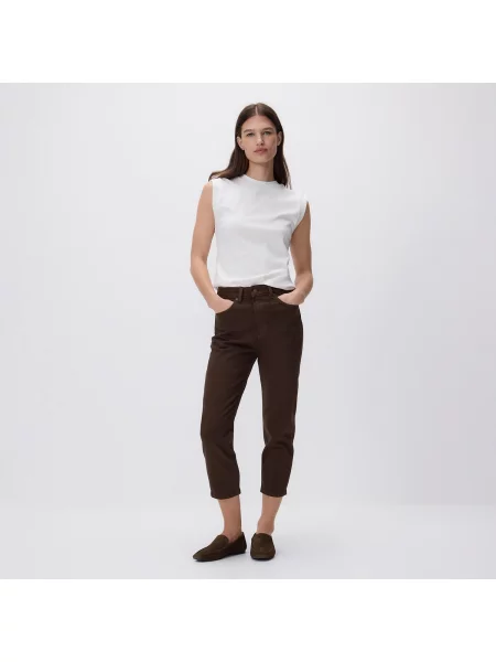 Reserved Mom jeans se zkrácenou nohavicí dark grey jeans šedé