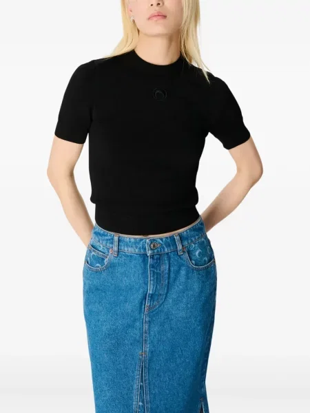 Fustă din denim Marine Serre până la genunchi albastru
