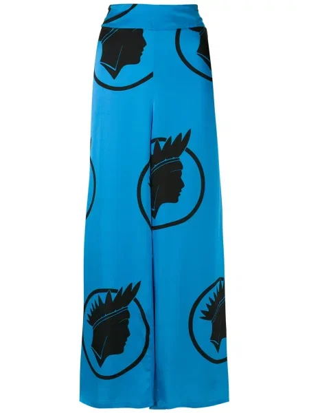 Pantaloni Amir Slama de mătase albastru