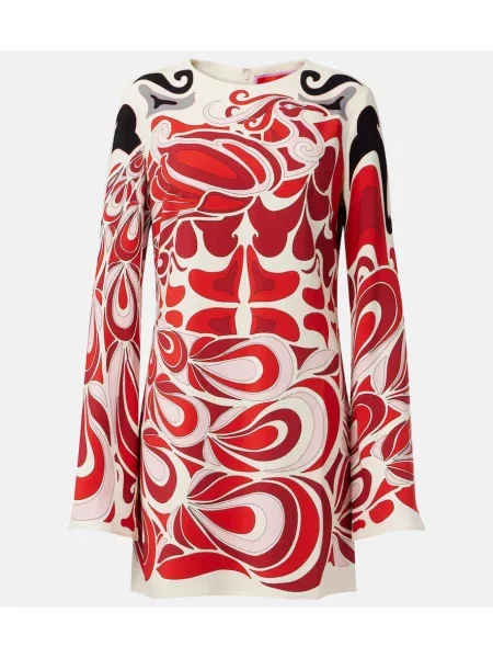 Satynowa mała sukienka mini La Doublej z nadrukiem czerwona