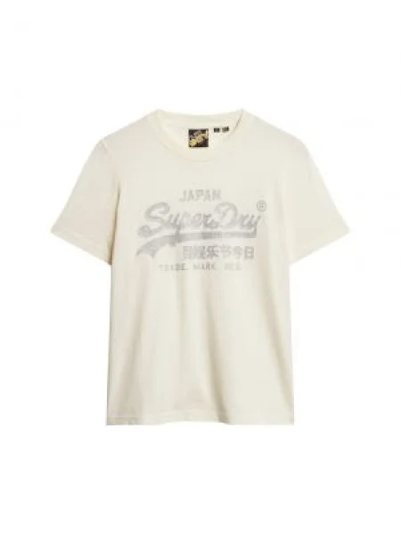 Superdry Tricou crem / argintiu