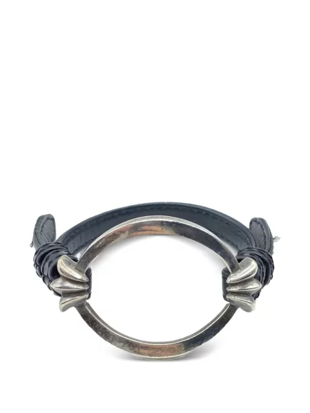 Brăţară Chrome Hearts din piele cu motiv cu inimi argintiu