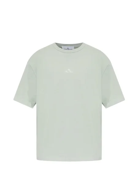 Tricou Stone Island cu broderie cu decolteu rotund verde