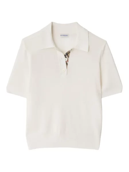 Polo Burberry de lână alb