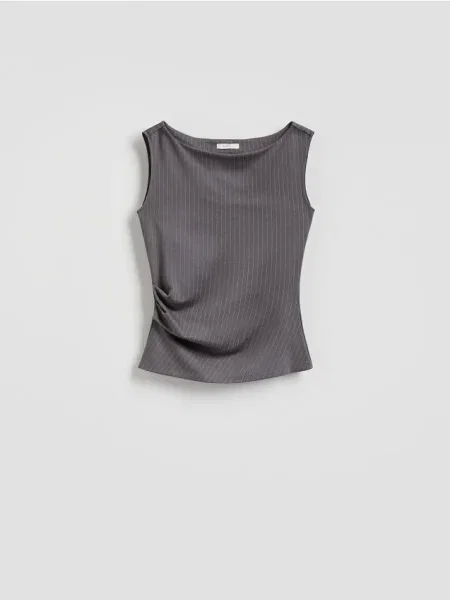 Reserved Блузка з тканини з високим вмістом світло-сірий сіра