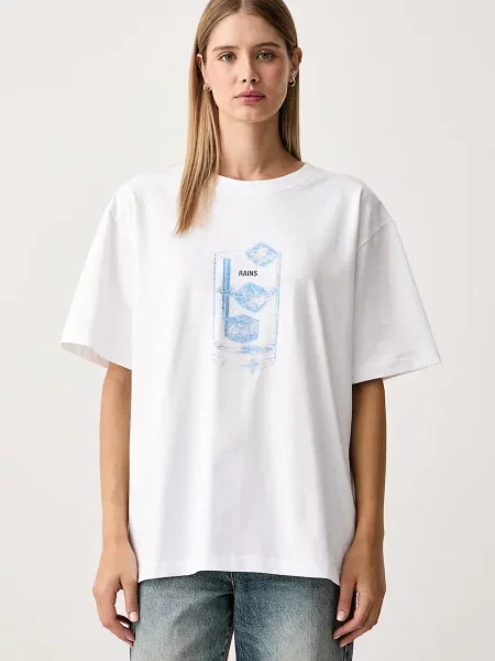Rains T-shirt Classic T-shirt Cubes biała