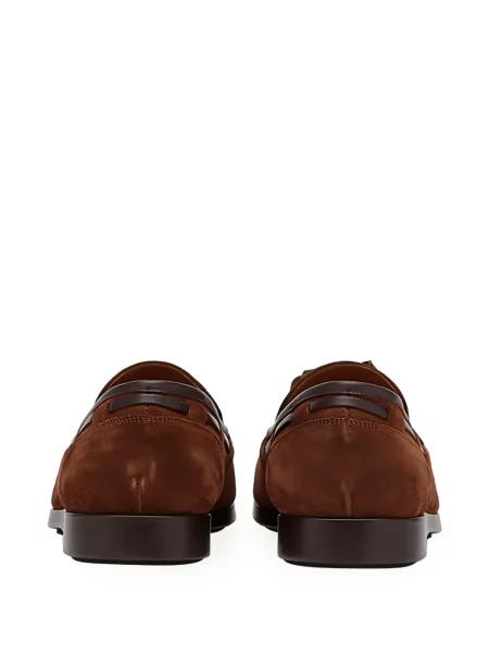 Pantofi loafer Ferragamo cu funde din piele de căprioară maro