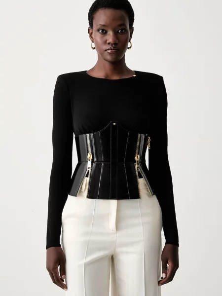 Curea Elisabetta Franchi din piele negru