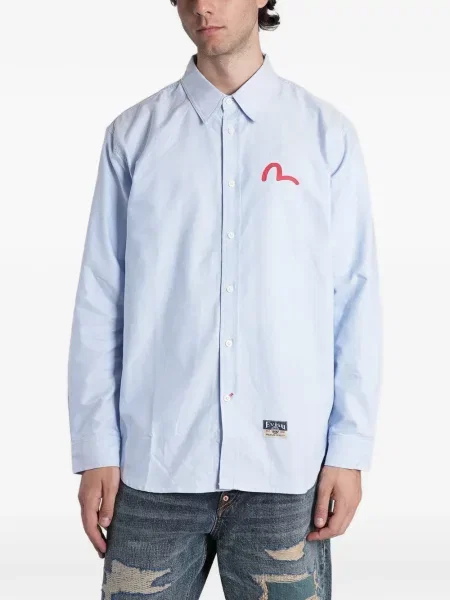 Lung cămașă Evisu cu imagine albastru