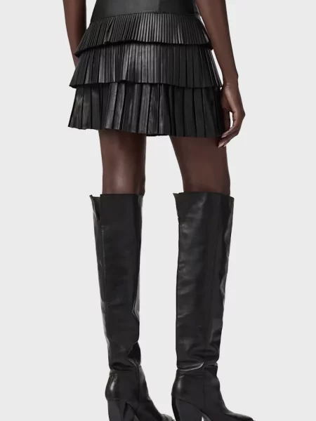 Кожаная юбка Allsaints черная