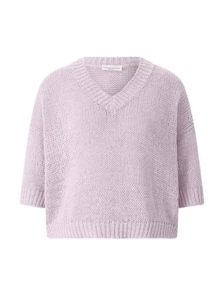 Sweter z dekoltem w serek Roberto Collina z krótkim rękawem fioletowy