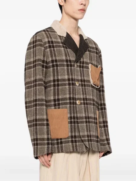 Geanta de piele Communs în carouri maro