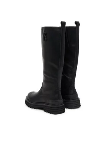 Otroški usnjeni elegantni škornji Patrizia Pepe črna