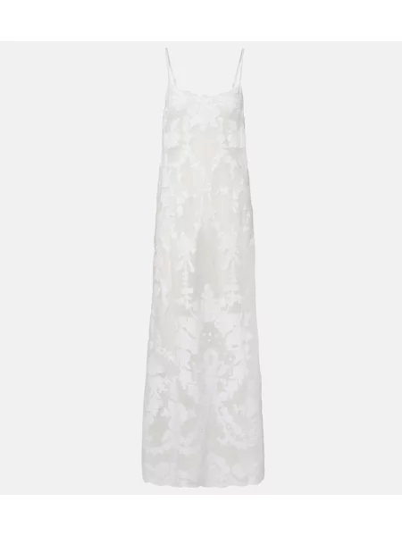 Rochie maxi Juliet Dunn cu broderie transparente de costum alb
