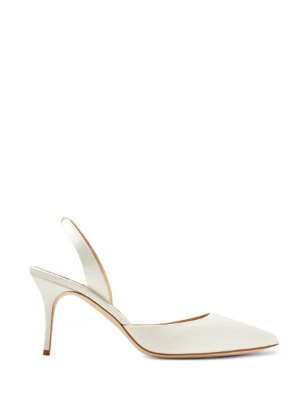Pantofi cu toc Manolo Blahnik slingback alb