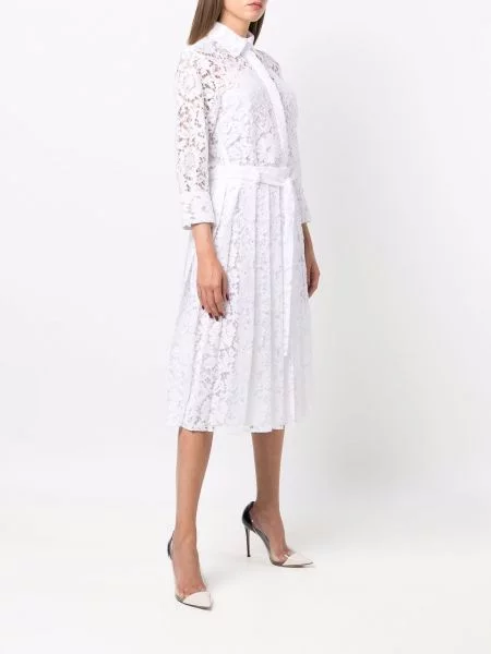 Sukienka koszulowa Valentino w kwiatki koronkowa biała