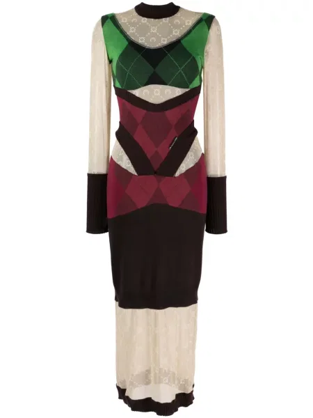 Rochie midi Marine Serre tricotate până la genunchi de costum maro