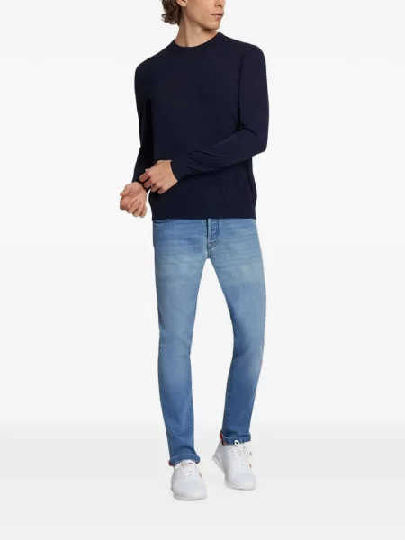Blugi Kiton cu talie joasă albastru