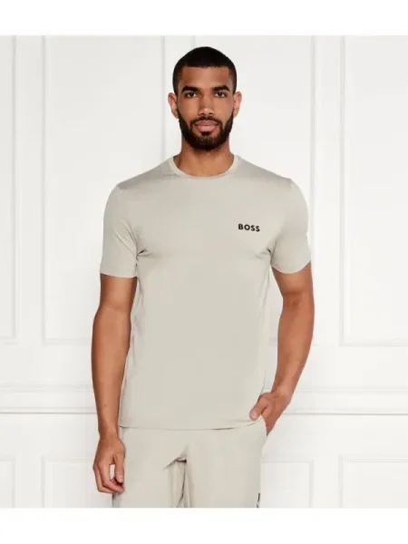 BOSS GREEN Póló Check TOC | stretch bézs