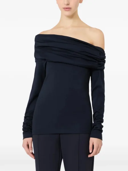 Top Max Mara cu umerii deschiși lung negru