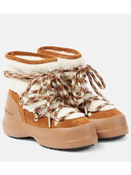 Botine Moon Boot din piele de căprioară maro