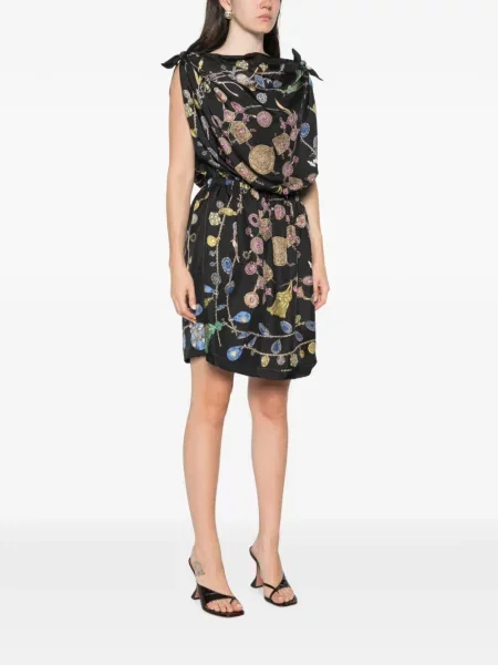 Rochie mini Versace de mătase cu imagine negru