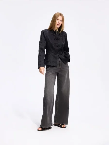 Reserved Blugi wide leg gri