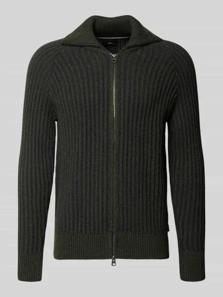 Kardigan rozpinany o kroju slim fit z mieszanki bawełny i wełny Fynch-hatton