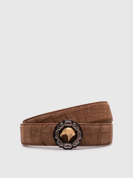 Кожаный ремень Stefano Ricci с ремешками коричневый