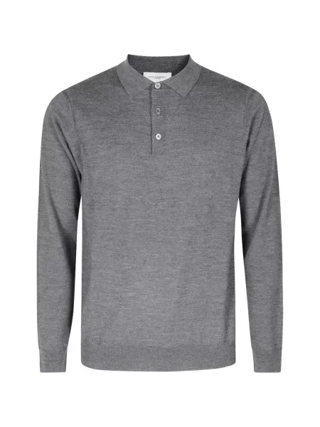 Lung tricou polo Paolo Pecora de lână gri