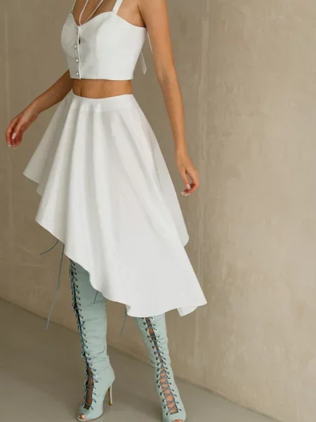 Лляна Спідниця міді Shape of Angel Асиметрична білий