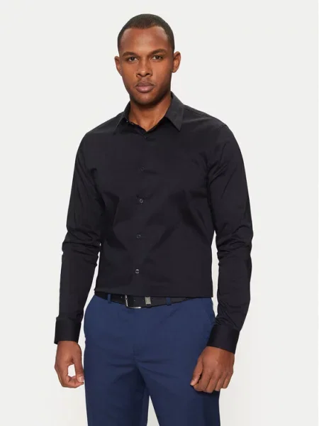 Guess Koszule Mężczyzna L Camicia in cotone stretch niebieski